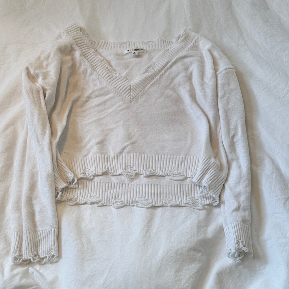 Wild Honey Cream V-Neck Sweater